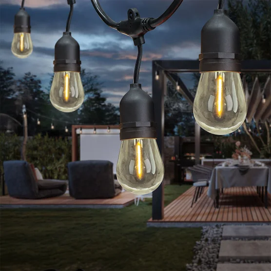 Feit Electric LED String Light, Weather-Resistant Outdoor Patio Lighting (Warm White, 48 ft) xv58f