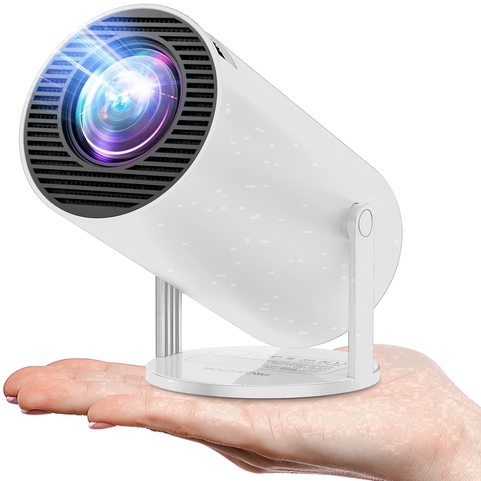 ARTSEA Mini Smart Projector, 1080P HD Home Theater with 4K Support, 180-Degree Rotatable Projection (White, 200 in) crt3q
