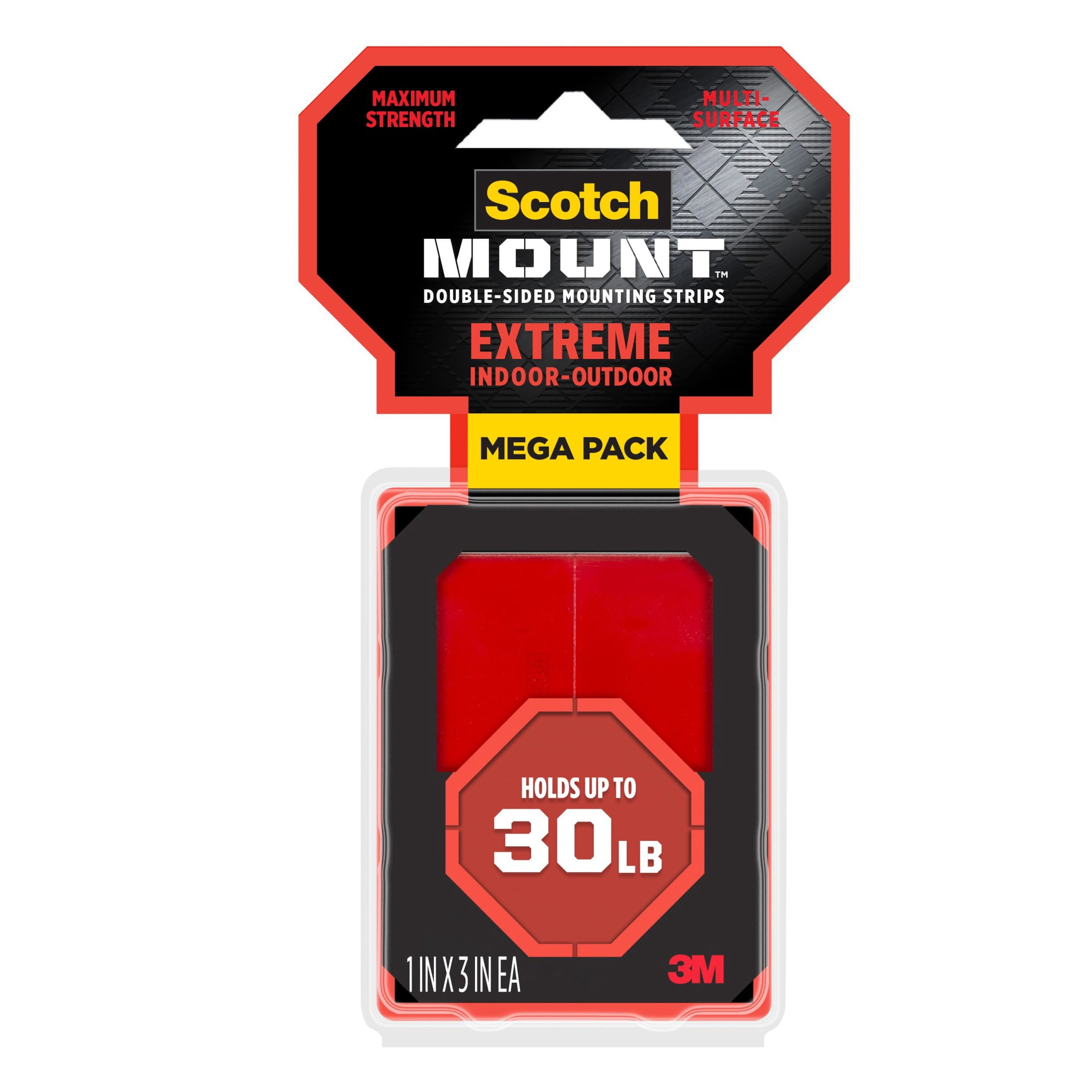 Scotch Mount Extreme Double Sided Mounting Strips, Heavy-Duty Adhesive for Indoor and Outdoor Use (Black, 1 in x 3 in, 48 Strips) s2rgq