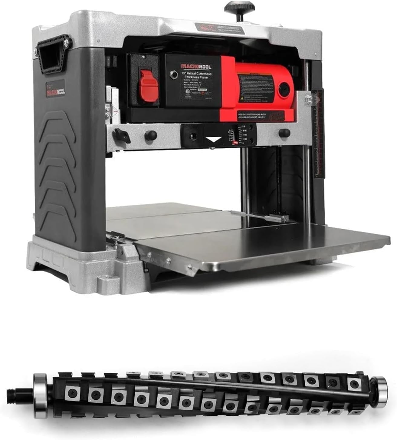 FindBuyTool 13 in Benchtop Thickness Planer with Helical Cutterhead, 15-Amp Motor, 40 Carbide Inserts (13 in) sxfvm