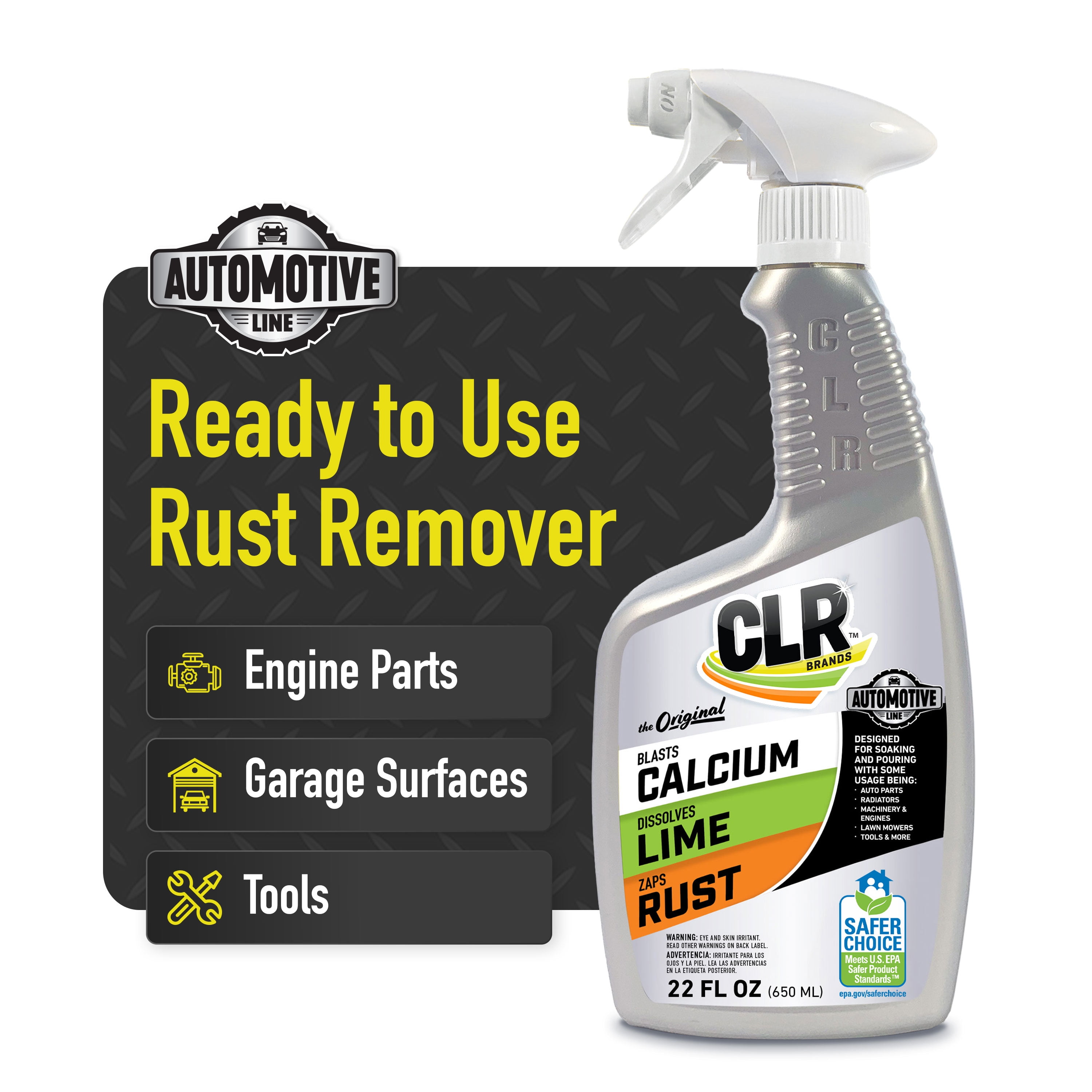 CLR Automotive Calcium, Lime & Rust Remover, Heavy-Duty Multi-Surface Cleaner (22 oz) mq5sw