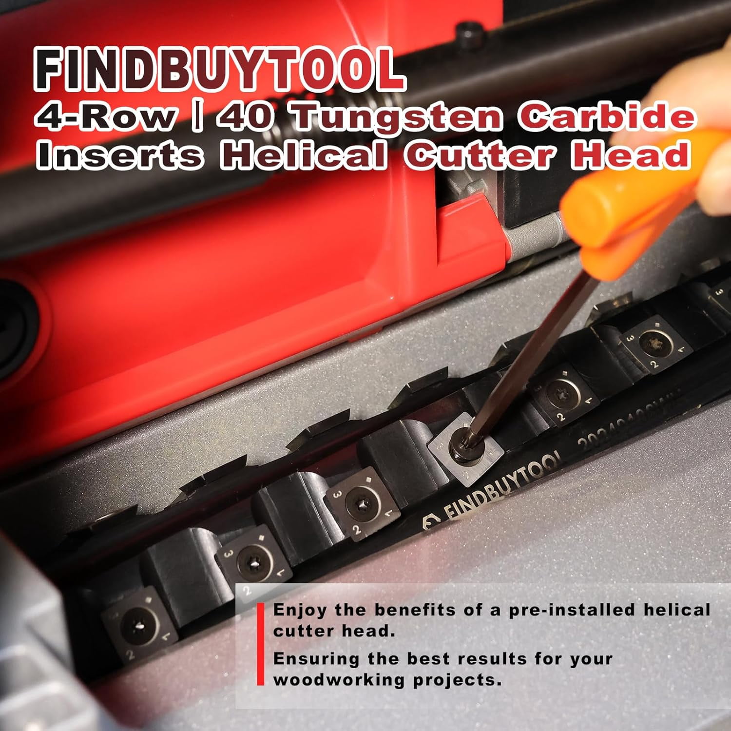 FindBuyTool 13 in Benchtop Thickness Planer with Helical Cutterhead, 15-Amp Motor, 40 Carbide Inserts (13 in) sxfvm