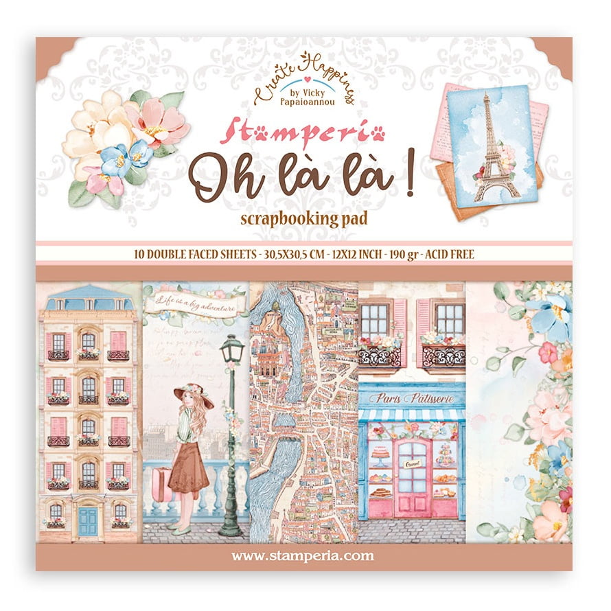 Stamperia Oh La La Double-Sided Scrapbooking Paper Pad (12 in x 12 in, 10 Sheets) nhzfv