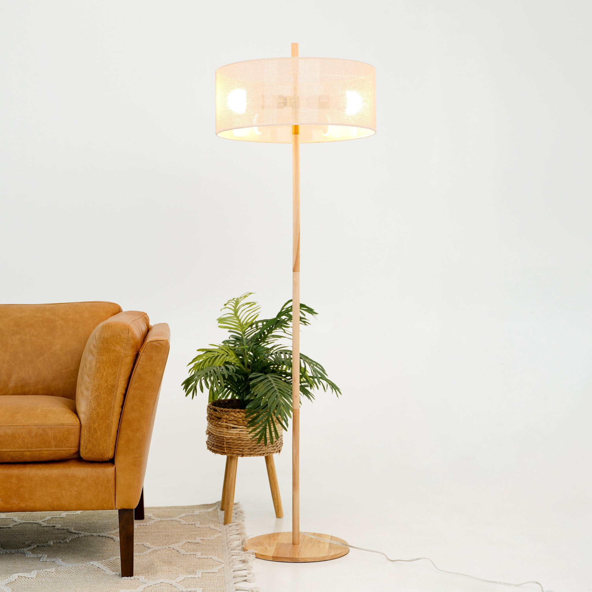 Lirian Classic Modern Floor Lamp, Upward Lighting Design for Living Room and Bedroom (Oak and Natural, 60 in) iptax