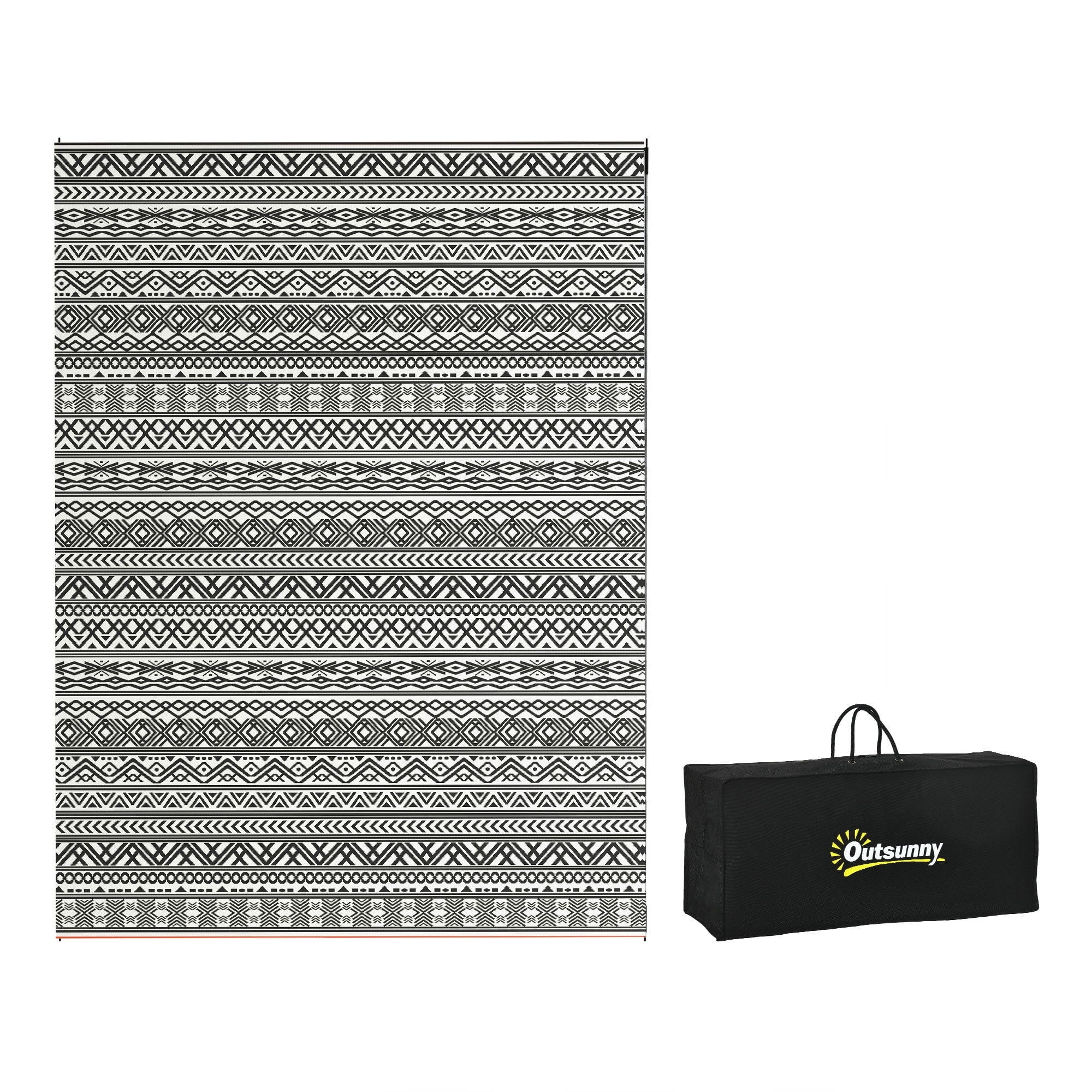 Outsunny Outdoor Rug with Carrying Bag, Reversible Boho Pattern, Waterproof Plastic Patio Mat (Gray Cream, 9 ft x 12 ft) q2ynv