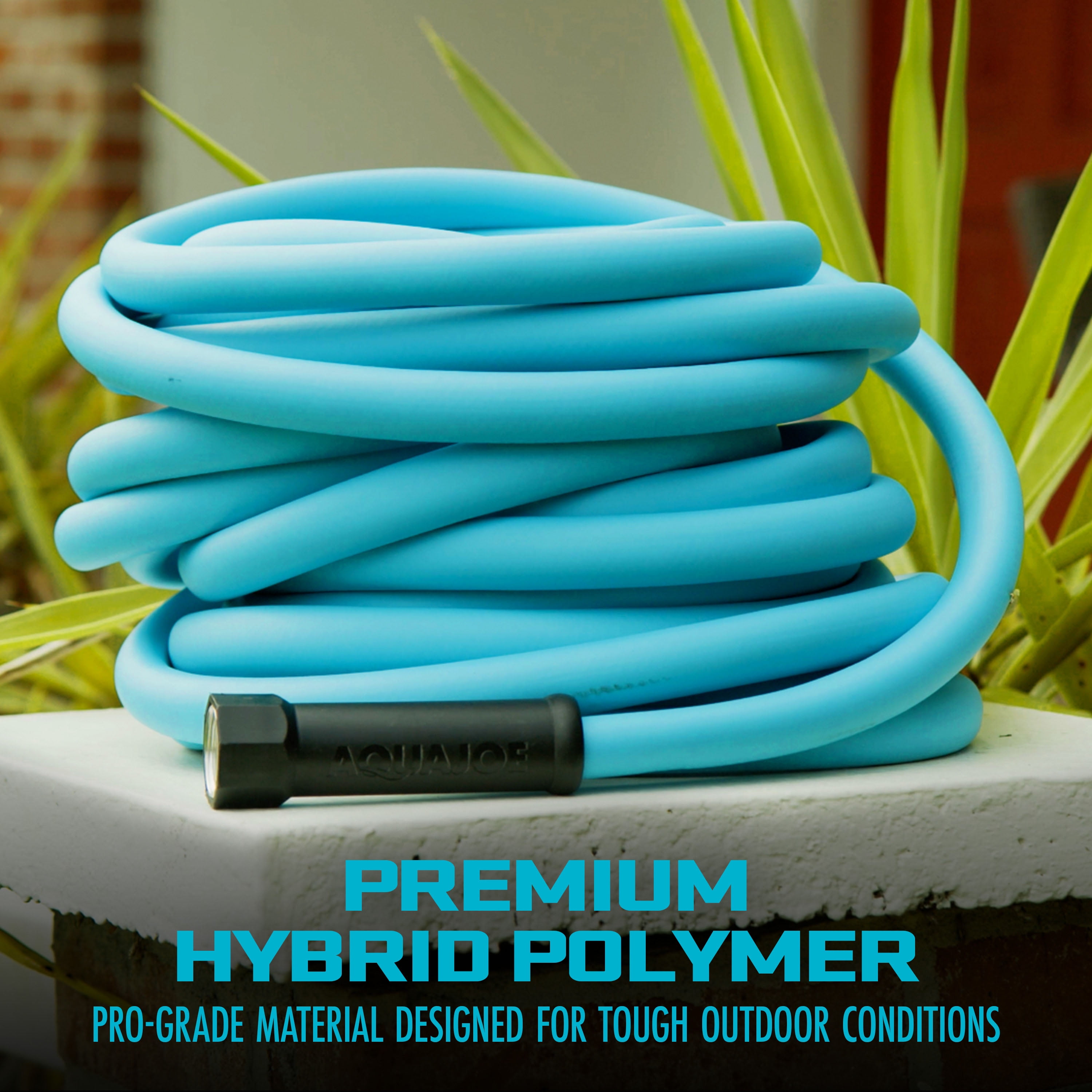 Aqua Joe Hybrid Polymer Garden Hose, Kink-Resistant & Abrasion-Resistant, Professional-Grade (Blue, 50 ft x 5/8 in) 79kkm
