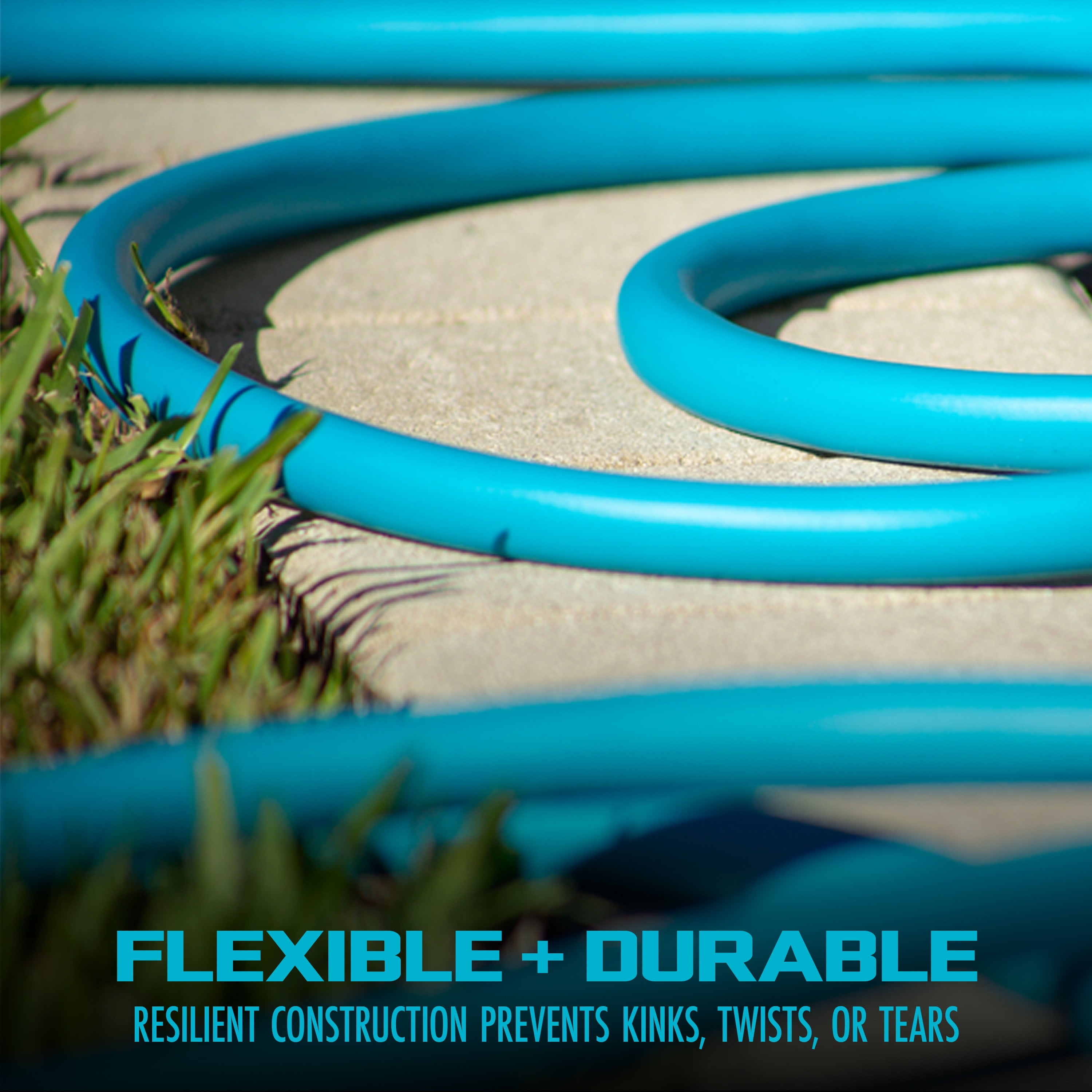 Aqua Joe Hybrid Polymer Garden Hose, Kink-Resistant & Abrasion-Resistant, Professional-Grade (Blue, 50 ft x 5/8 in) 79kkm