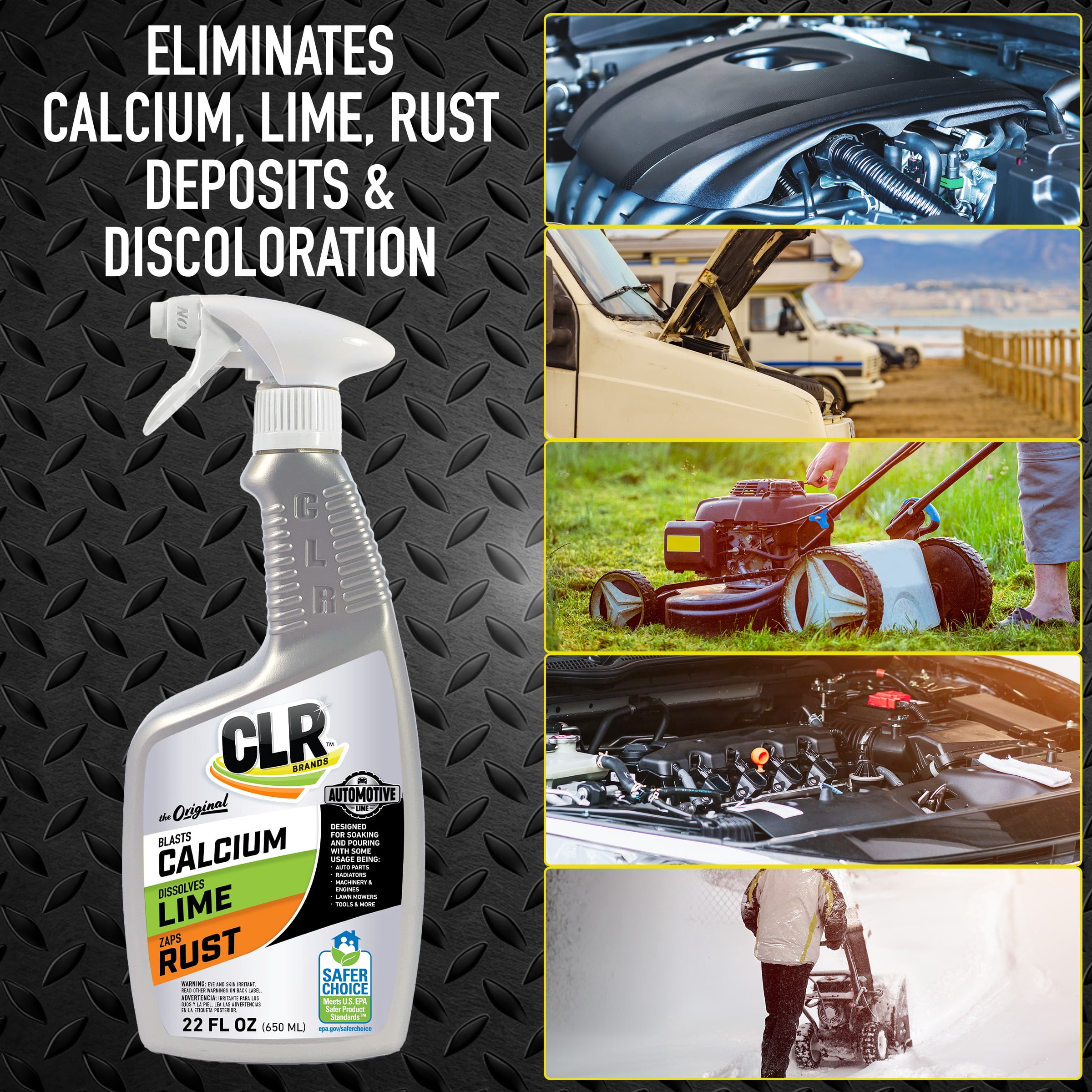 CLR Automotive Calcium, Lime & Rust Remover, Heavy-Duty Multi-Surface Cleaner (22 oz) mq5sw