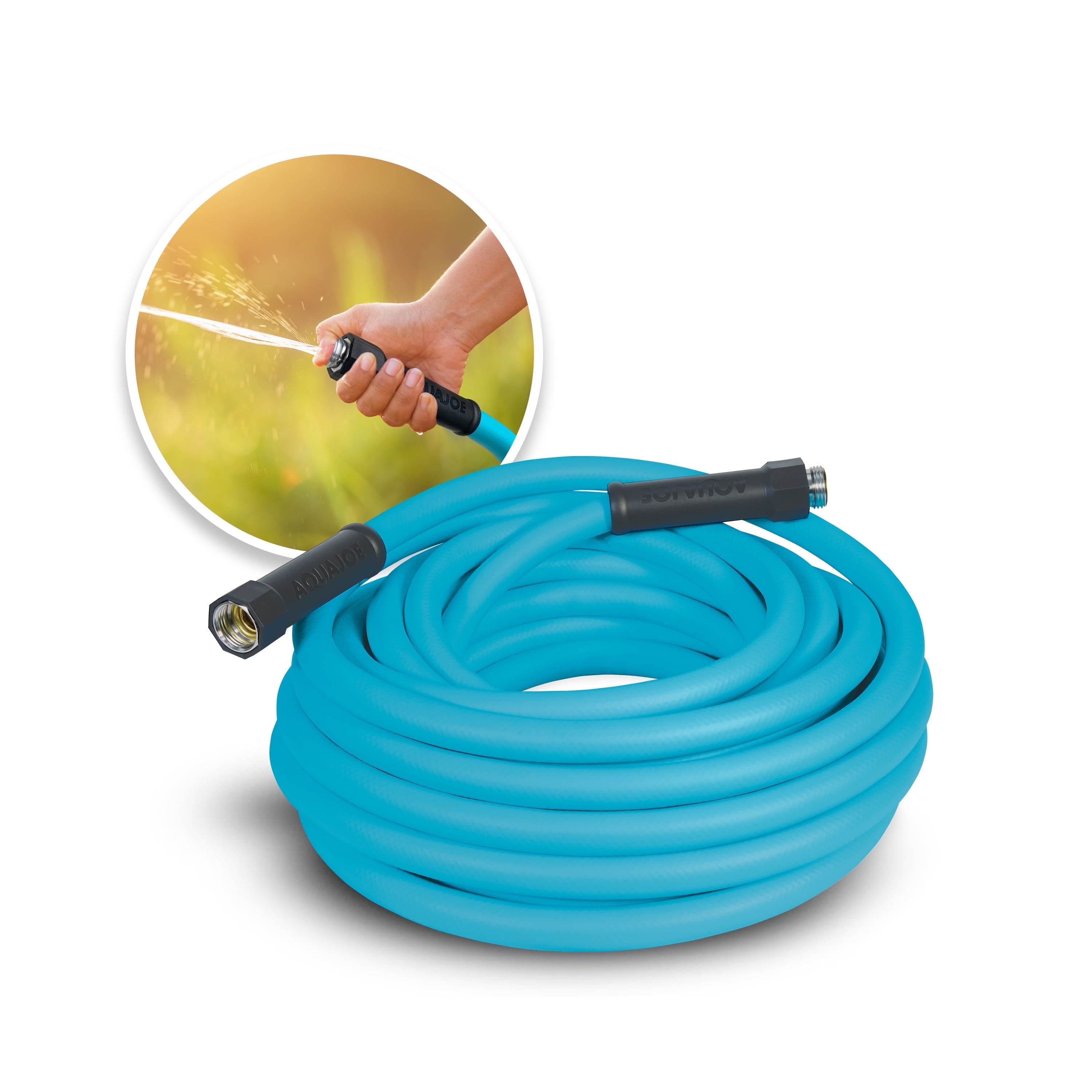 Aqua Joe Hybrid Polymer Garden Hose, Kink-Resistant & Abrasion-Resistant, Professional-Grade (Blue, 50 ft x 5/8 in) 79kkm